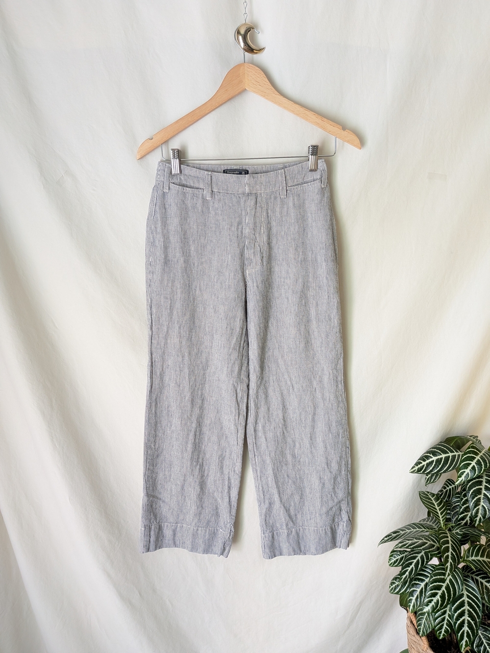 Abercrombie & Fitch Heather Gray Cropped Linen Blend Pants